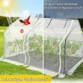 Mini Gewächshaus Tomatengewächshaus 180x90x90cm Foliengewächshaus Tomatenhaus Frühbeet Treibhaus mit Fenster & Tür Glasfaser Insektensicher Atmungsaktiv (Weiß - Insektenschutzabdeckung) - Thumbnail 4