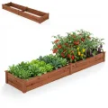 HOMASIS Hochbeet aus Holz, Pflanzkasten aus Tannenholz, Blumenkasten mit offnen Boden, Gartenbeet für Kräuter, Gemüse, Pflanzen, Pflanzenbeet für Garten, Balkon, Terrasse, 240 x 60 x 25 cm, Natur - Thumbnail 8