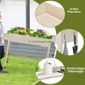 HOMASIS Hochbeet mit Ablage aus Netz & 2 Rollen, Blumenbeet aus Metall, erhöhtes Gartenbeet mit 2 Haken & Griff, Frühbeet Blumenkasten hoher Rollwagen für Garten Balkon Terrasse, 95 x 40 x 80cm, Beige - Thumbnail 3