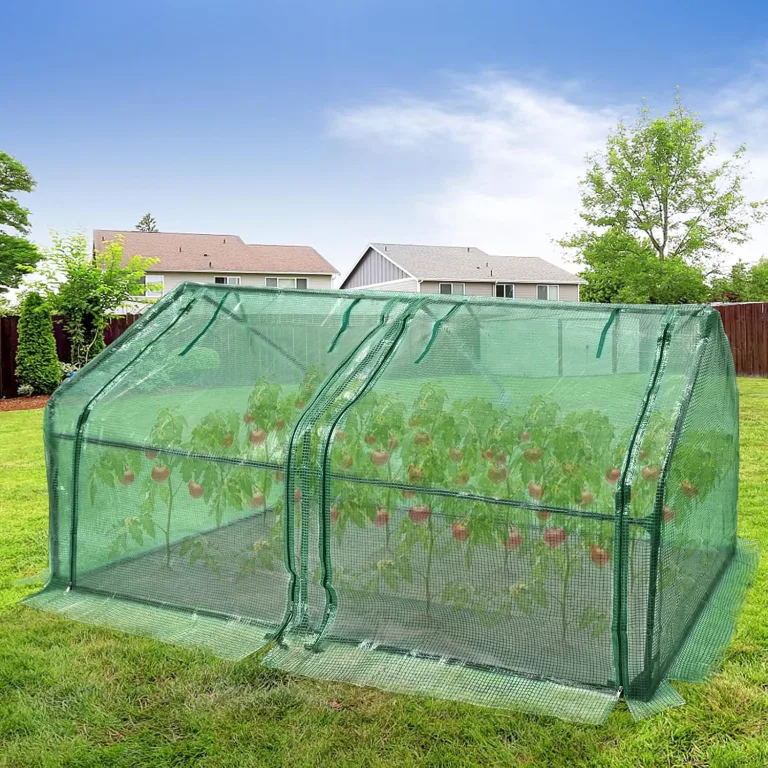 Gewächshaus Foliengewächshaus Tomatenhaus Frühbeet mit 2 aufrollbare Tür, Isoliertasche, Spitzdach, niedrig, UV-beständige für Garten Aufzucht Pflanzen - Grün, 180 x 90 x 90cm – Bild 7