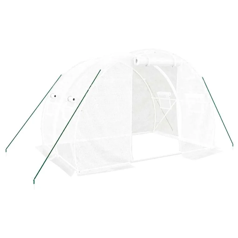 vidaXL Gewächshaus, Foliengewächshaus mit Stahlrahmen, Tomatengewächshaus mit Reißverschlusstür Fenstern, Treibhaus Folientunnel Frühbeet, Weiß 6m² 3x2x2m – Bild 1