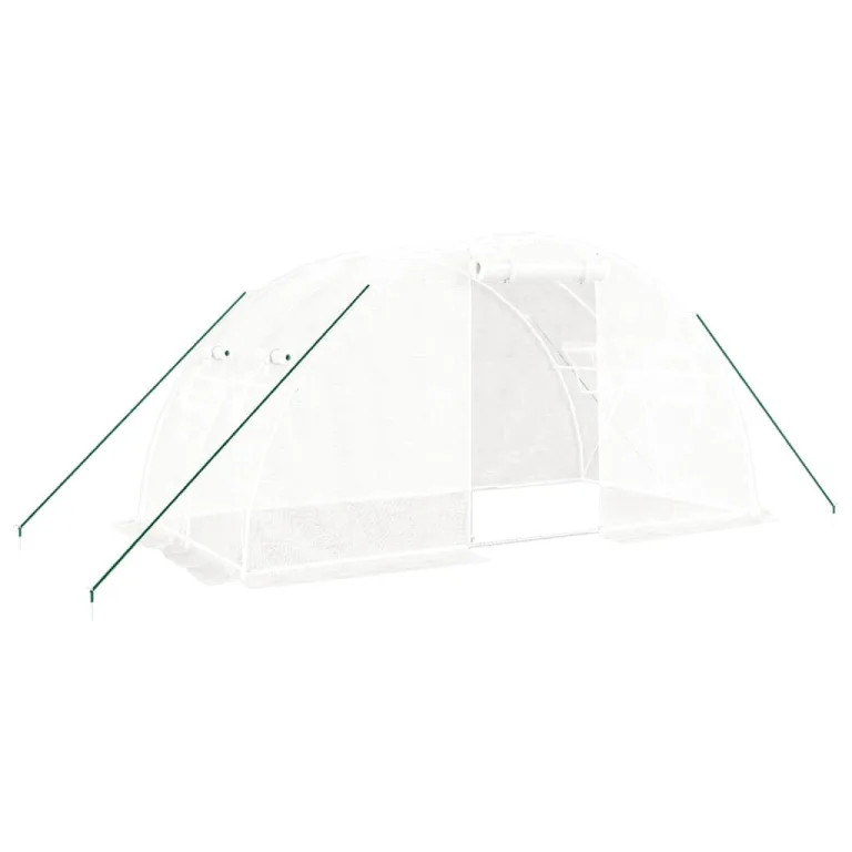 vidaXL Gewächshaus, Foliengewächshaus mit Stahlrahmen, Tomatengewächshaus mit Reißverschlusstür Fenstern, Treibhaus Folientunnel Frühbeet, Weiß 8m² 4x2x2m – Bild 1
