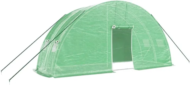 vidaXL Gewächshaus, Foliengewächshaus mit Stahlrahmen, Tomatengewächshaus mit Reißverschlusstür Fenstern, Treibhaus Folientunnel Frühbeet, Grün 12m² 6x2x2,85m – Bild 2