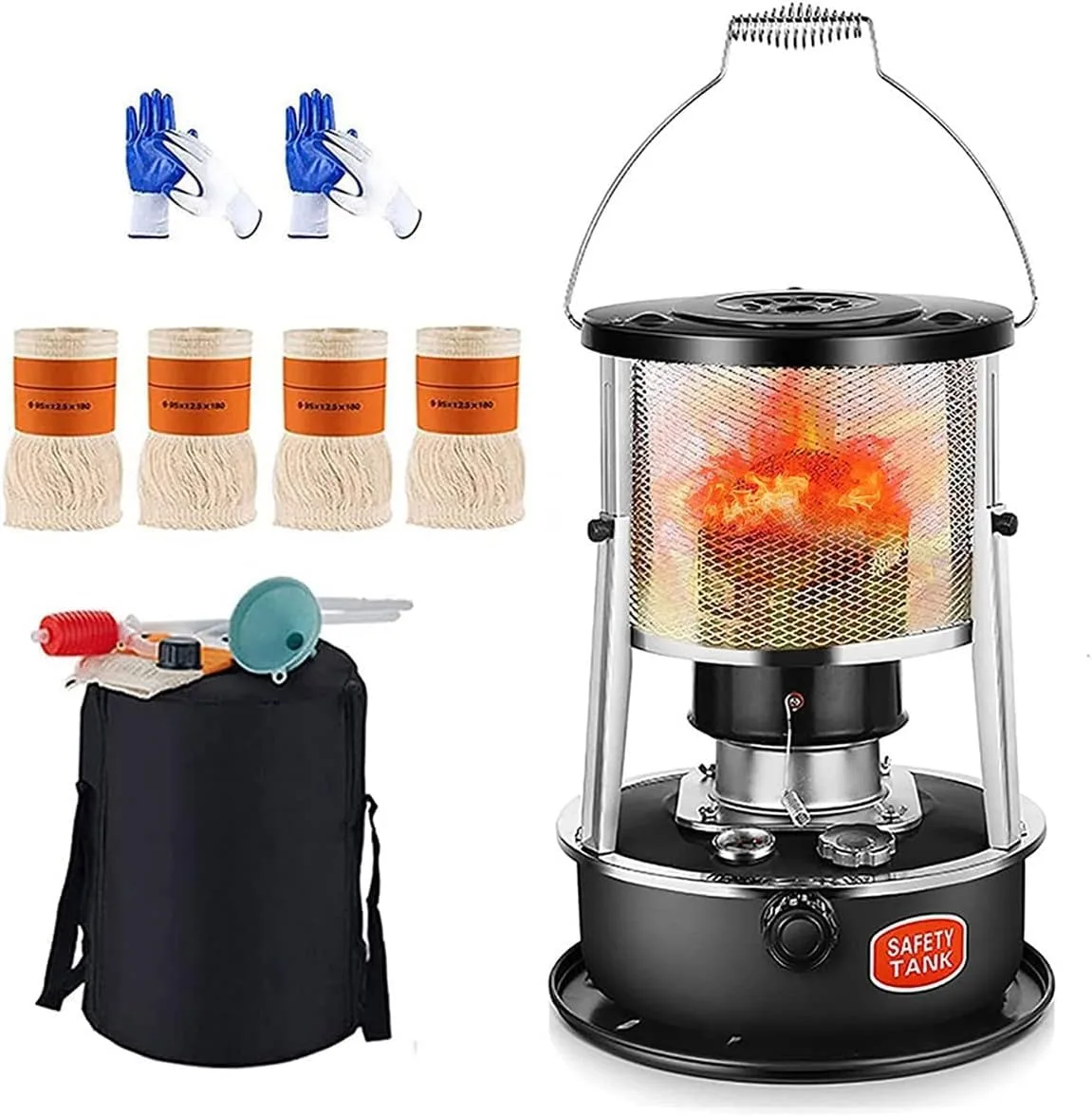 Kerosin-Ofenheizungen Aus Edelstahl, 4,5 L, Mit 4 Dochten, Leicht, Tragbar, Kerosin-Ofen, Ölbrenner, Konvektions-Raumheizung Für Drinnen Und Draußen, Camping, Deck, Terrasse - Bild 1