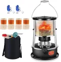 Kerosin-Ofenheizungen Aus Edelstahl, 4,5 L, Mit 4 Dochten, Leicht, Tragbar, Kerosin-Ofen, Ölbrenner, Konvektions-Raumheizung Für Drinnen Und Draußen, Camping, Deck, Terrasse - Thumbnail 1