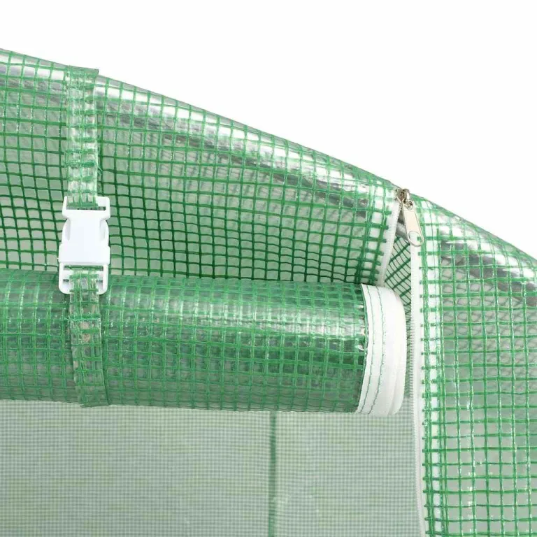 vidaXL Gewächshaus, Foliengewächshaus mit Stahlrahmen, Tomatengewächshaus mit Reißverschlusstür Fenstern, Treibhaus Folientunnel Frühbeet, Grün 96m² 16x6x2,85m – Bild 5