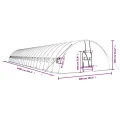 vidaXL Gewächshaus, Foliengewächshaus mit Stahlrahmen, Tomatengewächshaus mit Reißverschlusstür Fenstern, Treibhaus Folientunnel Frühbeet, Weiß 144m² 24x6x2,85m - Thumbnail 3