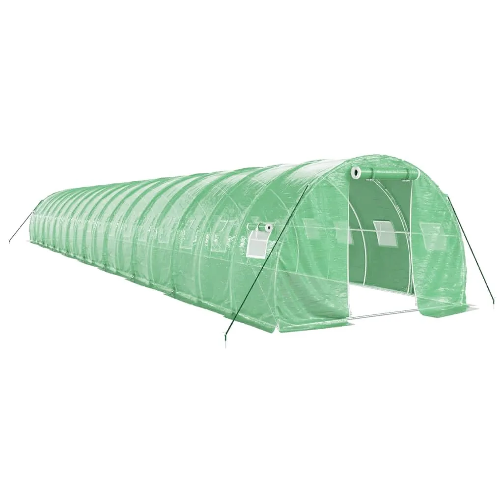 vidaXL Gewächshaus, Foliengewächshaus mit Stahlrahmen, Tomatengewächshaus mit Reißverschlusstür Fenstern, Treibhaus Folientunnel Frühbeet, Grün 54m² 18x3x2m - Bild 1