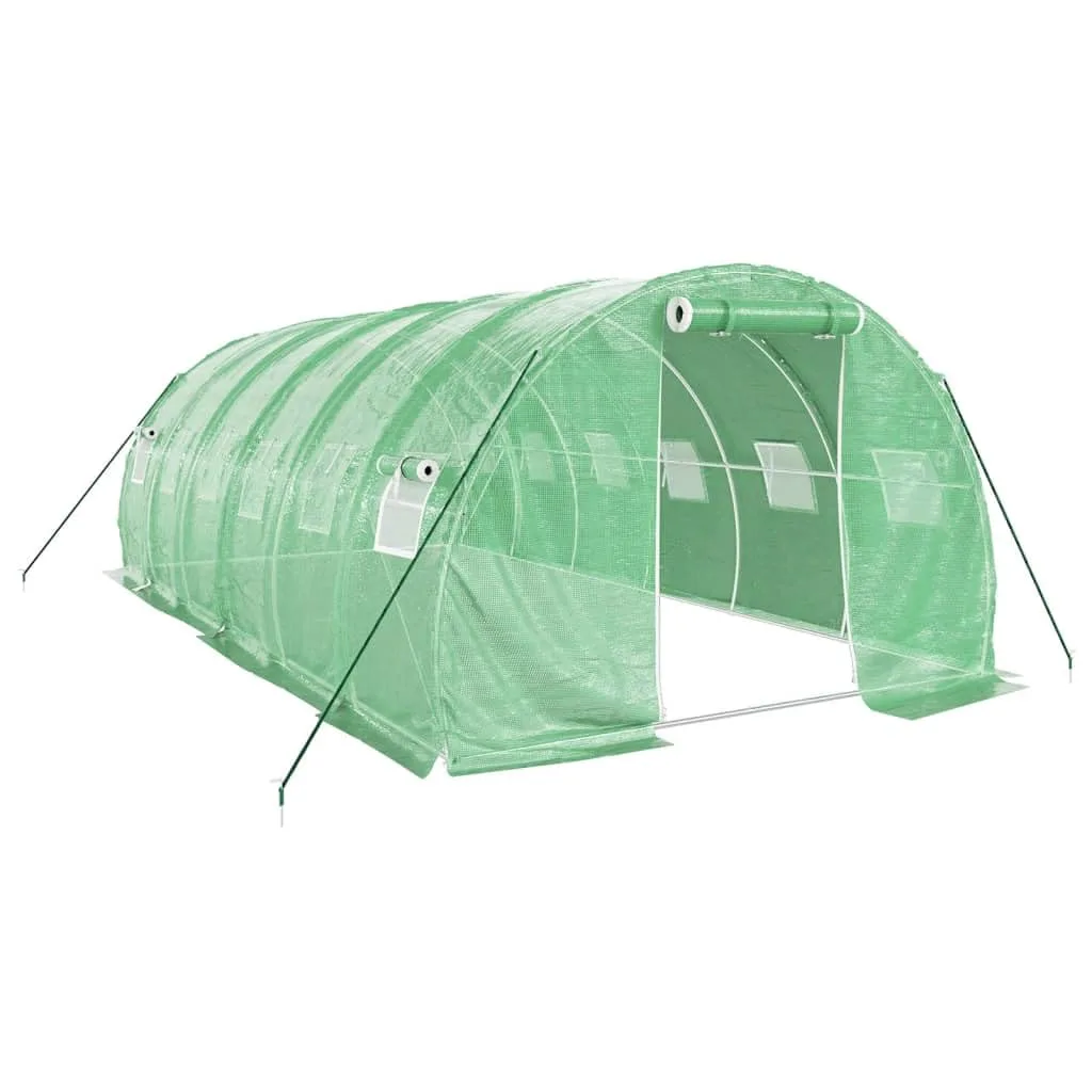 vidaXL Gewächshaus, Foliengewächshaus mit Stahlrahmen, Tomatengewächshaus mit Reißverschlusstür Fenstern, Treibhaus Folientunnel Frühbeet, Grün 18m² 6x3x2m - Bild 1