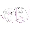 vidaXL Gewächshaus, Foliengewächshaus mit Stahlrahmen, Tomatengewächshaus mit Reißverschlusstür Fenstern, Treibhaus Folientunnel Frühbeet, Grün 18m² 6x3x2m - Thumbnail 3