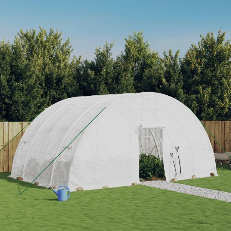 vidaXL Gewächshaus mit Stahlrahmen Weiß 24 m² 6x4x2,85 m – Bild 2