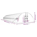 vidaXL Gewächshaus, Foliengewächshaus mit Stahlrahmen, Tomatengewächshaus mit Reißverschlusstür Fenstern, Treibhaus Folientunnel Frühbeet, Weiß 120m² 20x6x2,85m - Thumbnail 3