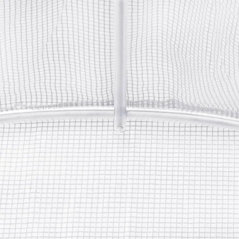 vidaXL Gewächshaus, Foliengewächshaus mit Stahlrahmen, Tomatengewächshaus mit Reißverschlusstür Fenstern, Treibhaus Folientunnel Frühbeet, Weiß 48m² 8x6x2,85m – Bild 6