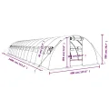 vidaXL Gewächshaus, Foliengewächshaus mit Stahlrahmen, Tomatengewächshaus mit Reißverschlusstür Fenstern, Treibhaus Folientunnel Frühbeet, Weiß 56m² 14x4x2m - Thumbnail 3
