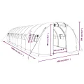vidaXL Gewächshaus, Foliengewächshaus mit Stahlrahmen, Tomatengewächshaus mit Reißverschlusstür Fenstern, Treibhaus Folientunnel Frühbeet, Weiß 30m² 10x3x2m - Thumbnail 3