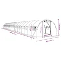 vidaXL Gewächshaus, Foliengewächshaus mit Stahlrahmen, Tomatengewächshaus mit Reißverschlusstür Fenstern, Treibhaus Folientunnel Frühbeet, Weiß 72m² 24x3x2m - Thumbnail 3
