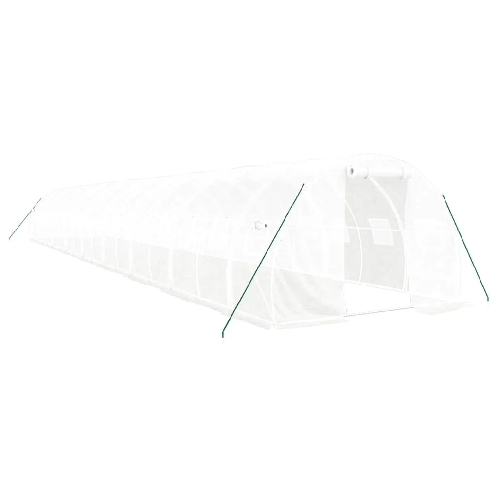 vidaXL Gewächshaus, Foliengewächshaus mit Stahlrahmen, Tomatengewächshaus mit Reißverschlusstür Fenstern, Treibhaus Folientunnel Frühbeet, Weiß 54m² 18x3x2m - Bild 1