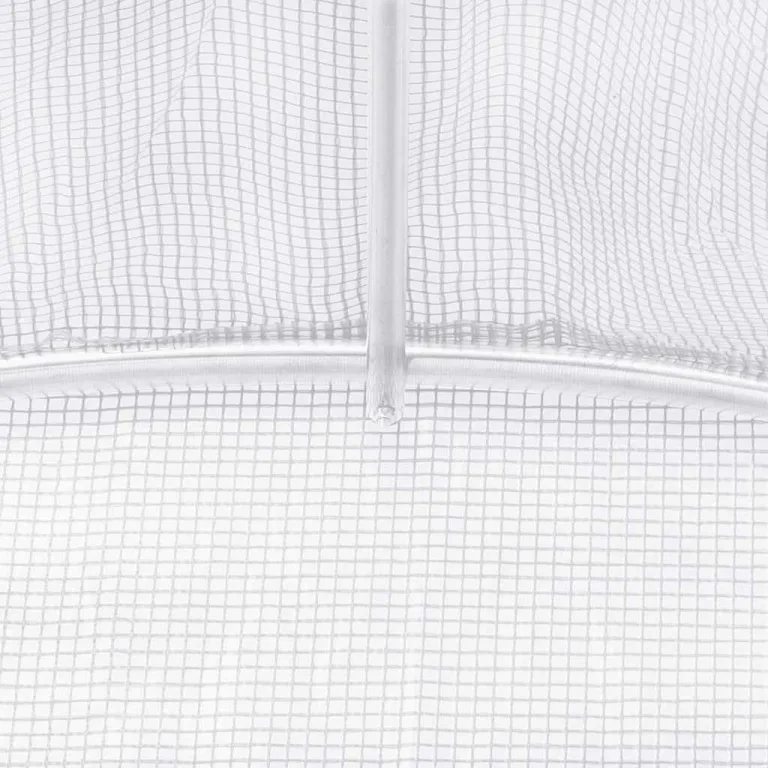 vidaXL Gewächshaus, Foliengewächshaus mit Stahlrahmen, Tomatengewächshaus mit Reißverschlusstür Fenstern, Treibhaus Folientunnel Frühbeet, Weiß 36m² 6x6x2,85m – Bild 6