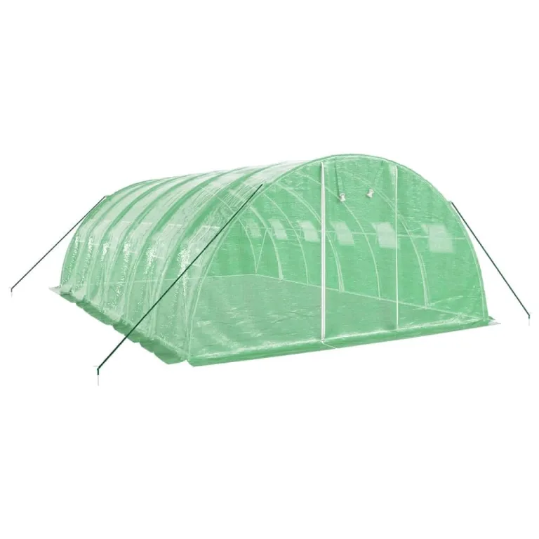 vidaXL Gewächshaus, Foliengewächshaus mit Stahlrahmen, Tomatengewächshaus mit Reißverschlusstür Fenstern, Treibhaus Folientunnel Frühbeet, Grün 24m² 6x4x2m – Bild 9