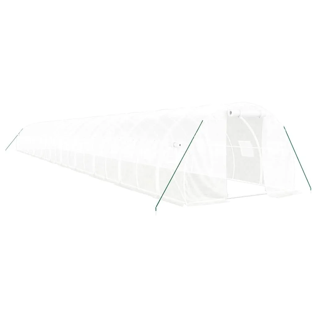 vidaXL Gewächshaus, Foliengewächshaus mit Stahlrahmen, Tomatengewächshaus mit Reißverschlusstür Fenstern, Treibhaus Folientunnel Frühbeet, Weiß 66m² 22x3x2m - Bild 1
