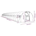 vidaXL Gewächshaus, Foliengewächshaus mit Stahlrahmen, Tomatengewächshaus mit Reißverschlusstür Fenstern, Treibhaus Folientunnel Frühbeet, Weiß 66m² 22x3x2m - Thumbnail 3