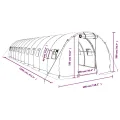 vidaXL Gewächshaus, Foliengewächshaus mit Stahlrahmen, Tomatengewächshaus mit Reißverschlusstür Fenstern, Treibhaus Folientunnel Frühbeet, Grün 36m² 12x3x2m - Thumbnail 3