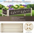 GOPLUS Hochbeet mit Rollen, erhöhtes Gartenbeet mit Bodenregal, Griff, Haken & Drainageloch, mobiles Pflanzbeet Metall, Pflanzkasten Outdoor, Blumenkasten für Garten, Terrasse & Balkon (Weiß) - Thumbnail 3