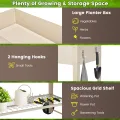 GOPLUS Hochbeet mit Rollen, erhöhtes Gartenbeet mit Bodenregal, Griff, Haken & Drainageloch, mobiles Pflanzbeet Metall, Pflanzkasten Outdoor, Blumenkasten für Garten, Terrasse & Balkon (Weiß) - Thumbnail 4