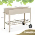 GOPLUS Hochbeet mit Rollen, erhöhtes Gartenbeet mit Bodenregal, Griff, Haken & Drainageloch, mobiles Pflanzbeet Metall, Pflanzkasten Outdoor, Blumenkasten für Garten, Terrasse & Balkon (Weiß) - Thumbnail 6