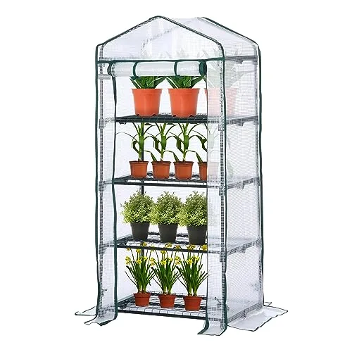 JUNGLE STONE Mini-Gewächshaus – 4 Etagen, wasserdichte verstärkte PE-Kunststoffabdeckung, aufrollbare Doppelreißverschluss-Tür, stabiler Stahlrahmen für Garten, Outdoor & Indoor – kein Werkzeug, – Bild 10