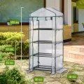 JUNGLE STONE Mini-Gewächshaus – 4 Etagen, wasserdichte verstärkte PE-Kunststoffabdeckung, aufrollbare Doppelreißverschluss-Tür, stabiler Stahlrahmen für Garten, Outdoor & Indoor – kein Werkzeug, - Thumbnail 2
