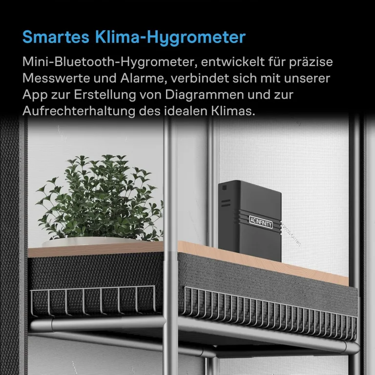 AC Infinity Intelligentes Mini-Hygrometer A2 für Temperatur und Luftfeuchtigkeit mit Bluetooth App, Thermometer für Keller, Gitarrenräume, Grow Zelte und Gewächshäuser – Bild 2