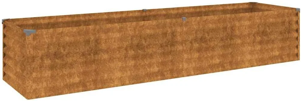 vidaXL Hochbeet, Wetterfest Pflanzkasten mit viel Platz, Pflanzkübel Blumenkasten für Balkon Garten, Blumenkübel Gemüsebeet, 194x50x36 cm Cortenstahl - Bild 1