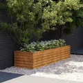 vidaXL Hochbeet, Wetterfest Pflanzkasten mit viel Platz, Pflanzkübel Blumenkasten für Balkon Garten, Blumenkübel Gemüsebeet, 194x50x36 cm Cortenstahl - Thumbnail 3