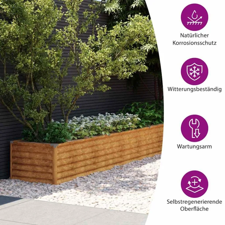 vidaXL Garten-Hochbeet 291 x 50 x 36 cm Cortenstahl – Bild 4