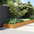 vidaXL Hochbeet, Wetterfest Pflanzkasten mit viel Platz, Pflanzkübel Blumenkasten für Balkon Garten, Blumenkübel Gemüsebeet, 960x100x36 cm Cortenstahl - Thumbnail 2