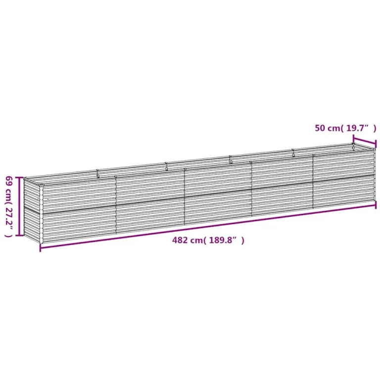 vidaXL Garten-Hochbeet 482 x 50 x 69 cm Cortenstahl – Bild 3