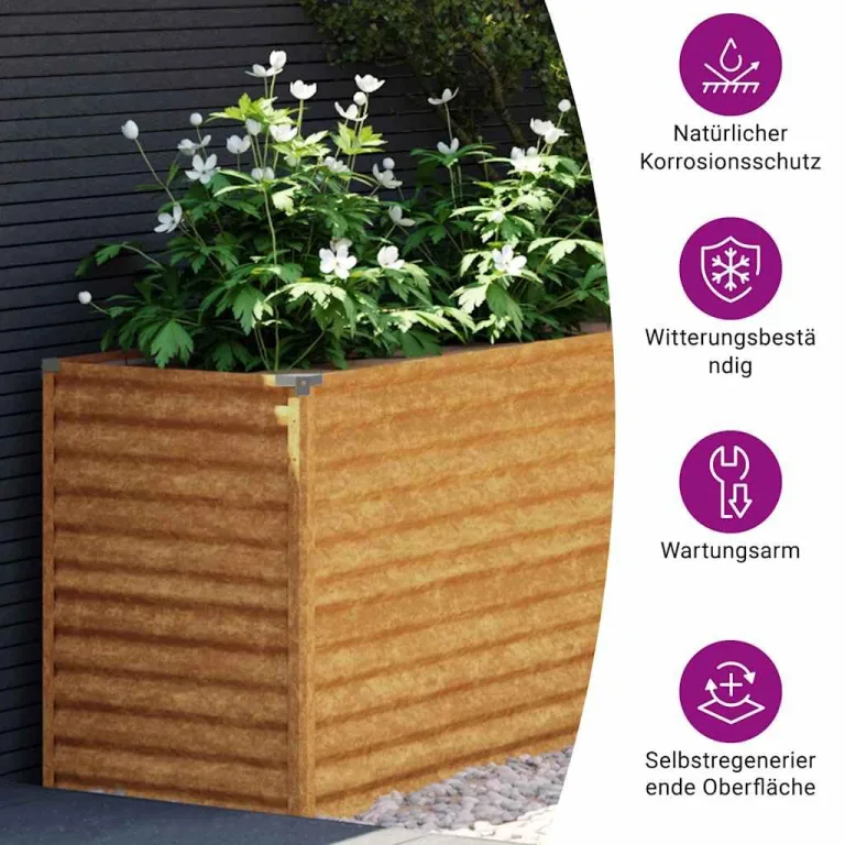 vidaXL Garten-Hochbeet 482 x 50 x 69 cm Cortenstahl – Bild 4