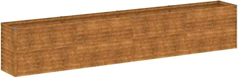 vidaXL Hochbeet, Wetterfest Pflanzkasten mit viel Platz, Pflanzkübel Blumenkasten für Balkon Garten, Blumenkübel Gemüsebeet, 385x50x69 cm Cortenstahl