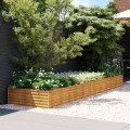 vidaXL Hochbeet, Wetterfest Pflanzkasten mit viel Platz, Pflanzkübel Blumenkasten für Balkon Garten, Blumenkübel Gemüsebeet, 387x100x36 cm Cortenstahl - Thumbnail 3