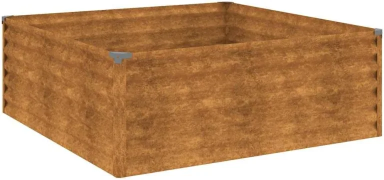 vidaXL Hochbeet, Wetterfest Pflanzkasten mit viel Platz, Pflanzkübel Blumenkasten für Balkon Garten, Blumenkübel Gemüsebeet, 100x100x36 cm Cortenstahl – Bild 1