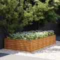 vidaXL Hochbeet, Wetterfest Pflanzkasten mit viel Platz, Pflanzkübel Blumenkasten für Balkon Garten, Blumenkübel Gemüsebeet, 195x100x36 cm Cortenstahl - Thumbnail 3