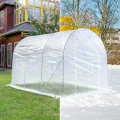 WOLTU Gewächshaus, Foliengewächshaus für Aufzucht Tomaten, Tomatenhaus Winterfest mit Tür 6 Fenstern, aus Stahlrohr PE, 200 x 200 x 300 cm, Weiß - Thumbnail 6