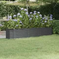vidaXL Hochbeet, Wetterfestes Hochbeet für Garten Balkon Terrasse, Kräuterhochbeet zum Selber Bauen, Pflanzkasten aus Metall, Verzinkter Stahl Anthrazit - Thumbnail 2