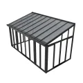 Juskys Wintergarten 15 m² - mit kristallklaren Wänden, Doppel-Schiebetüren & UV-Schutz - wasserdicht & winterfeste Überdachung aus Aluminium - Grau - Thumbnail 3