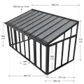Juskys Wintergarten 15 m² - mit kristallklaren Wänden, Doppel-Schiebetüren & UV-Schutz - wasserdicht & winterfeste Überdachung aus Aluminium - Grau - Thumbnail 8