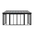 Juskys Wintergarten 15 m² - mit kristallklaren Wänden, Doppel-Schiebetüren & UV-Schutz - wasserdicht & winterfeste Überdachung aus Aluminium - Grau - Thumbnail 9