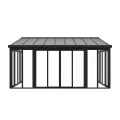 Juskys Wintergarten 15 m² - mit kristallklaren Wänden, Doppel-Schiebetüren & UV-Schutz - wasserdicht & winterfeste Überdachung aus Aluminium - Grau - Thumbnail 1