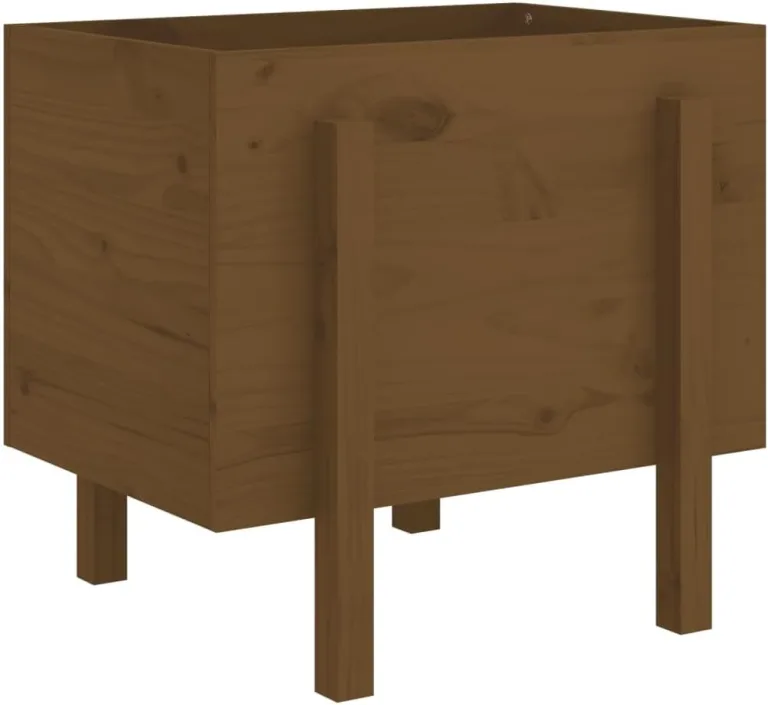 vidaXL Pflanzkübel, Holz Pflanzkasten für Gemüse Blumen Kräuter, Hochbeet für Balkon Garten Terrasse, Blumenkasten Blumenkübel, Honigbraun Massivholz Kiefer – Bild 2