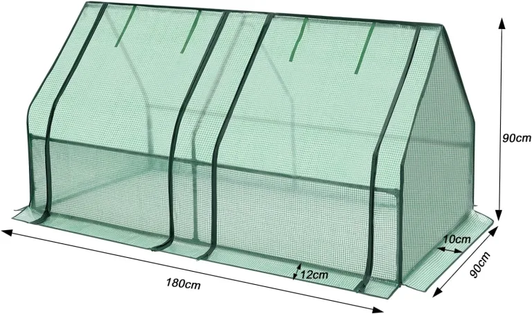 WOLTU Foliengewächshaus Frühbeet, Gewächshaus Balkon, Tomatengewächshaus, mit aufrollbaren Türen, 4 Heringe, 140 g/m2 PE, Metallrahmen, 180x90x90cm, Grün – Bild 7
